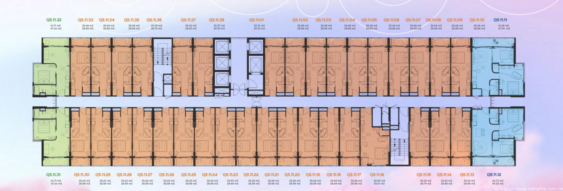 Mặt bằng tầng căn hộ dự án Quậy Complex
