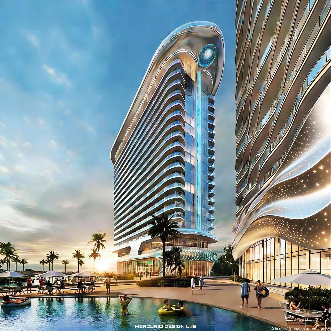 Phối cảnh mặt dựng các block căn hộ Quậy Complex