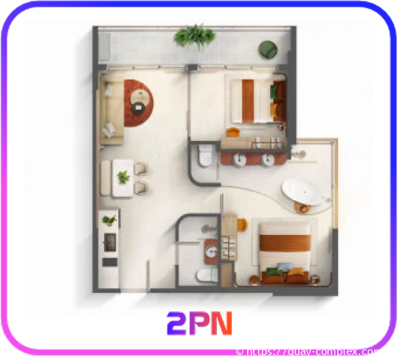 Thiết kế căn hộ 2PN Quậy Complex